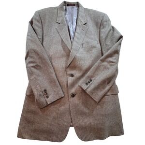 Versini Mens Wool Silk Houndstooth Blazer Sport Coat Black White Made in Poland